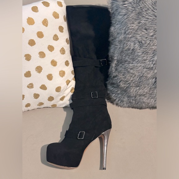 Onlymaker Thigh high suede high heel boots sz 13 - Picture 2 of 8